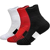 Yoknatt 3 Pack Compression Basketball Socks Performance Cushioned Athletic Crew Sports Running Cycling Sock