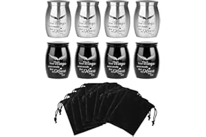 ABIGIO Mini Urns for Ashes Keepsake Set of 8, Small Cremation Urns for Human/Pet Ashes, Memorial Sharing Urns for Family & Loved Ones - Black and Silver