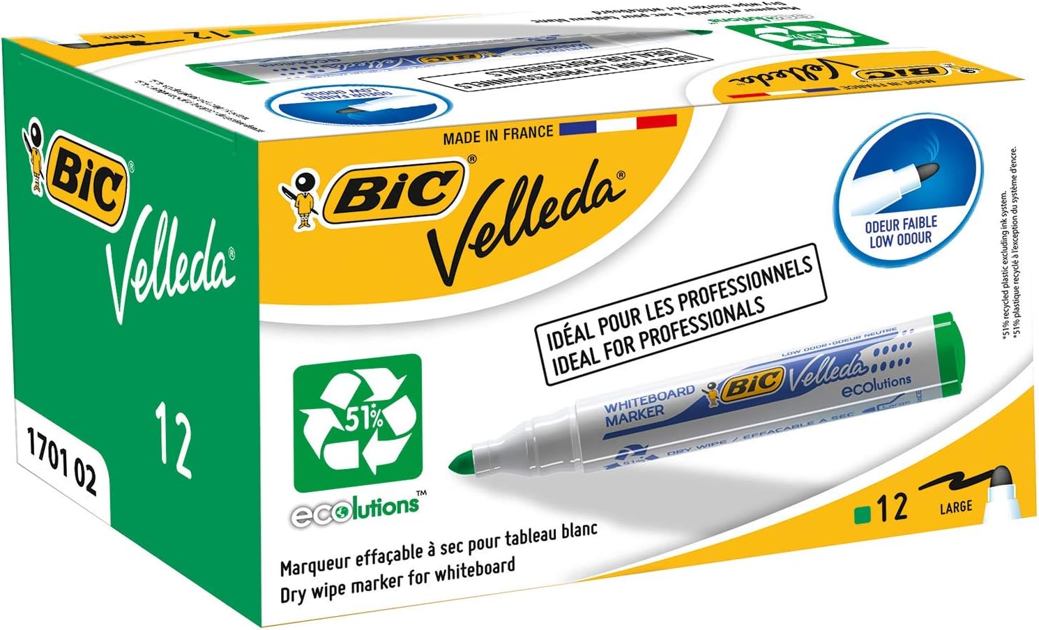 Pennarello Per Lavagna BIC Velleda 1701 ECOlutions Rosso | Punta 1,4 Mm, Inchiostro Inodore