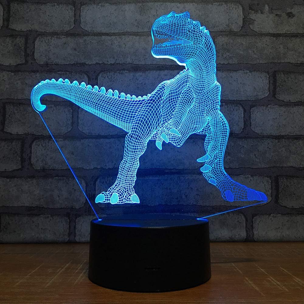 3D Visual Dinosaurs Led USB Desk Lamp Night Light 7 Colors with Telecontroller Acrylic Board Micro USB/3A Battery Children Christmas Birthday Present Gift (Dinosaur15)