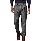 PJ PAUL JONES Men Vintage Tweed Pants Herringbone Pleated Suit Trousers