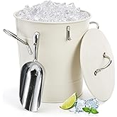 YOUEON 4L Ice Bucket with Scoop and Lid, Double Walled Insulated Wine Bucket Chiller with Carry Handles, Beverage Tub for Cocktail Party, Camping, BBQ, Indoor & Outdoor Use, White