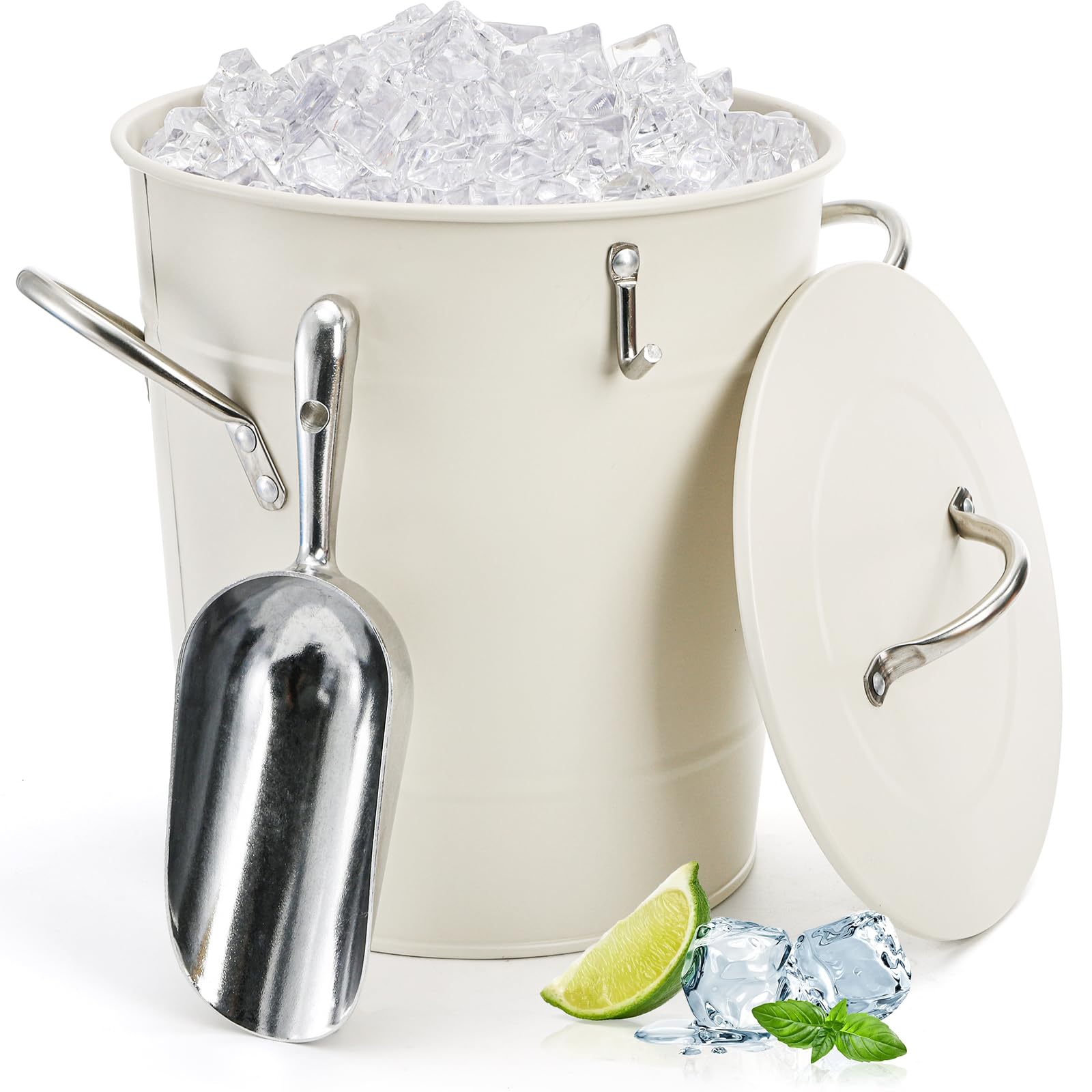 Photo 1 of YOUEON 4L Ice Bucket with Scoop and Lid, Double Walled Insulated Wine Bucket Chiller with Carry Handles, Beverage Tub for Cocktail Party, Camping, BBQ, Indoor & Outdoor Use, White