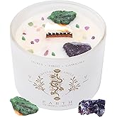 Taurus Virgo Capricorn Gifts for Women - 12oz Wood Wick Candles That Crackle with Crystals and Healing Stones. Healing Crystal Candles for Women Home Scented. Soy Wax, for Zodiac Birthdate