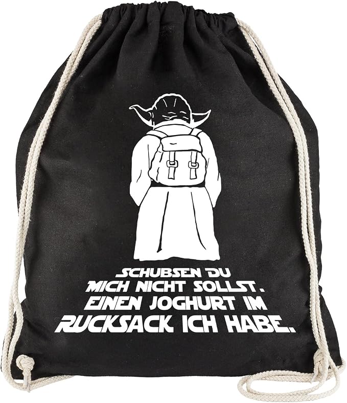 Nukular Turnbeutel "Joghurt im Rucksack, nicht schubsen" Yoda-Style