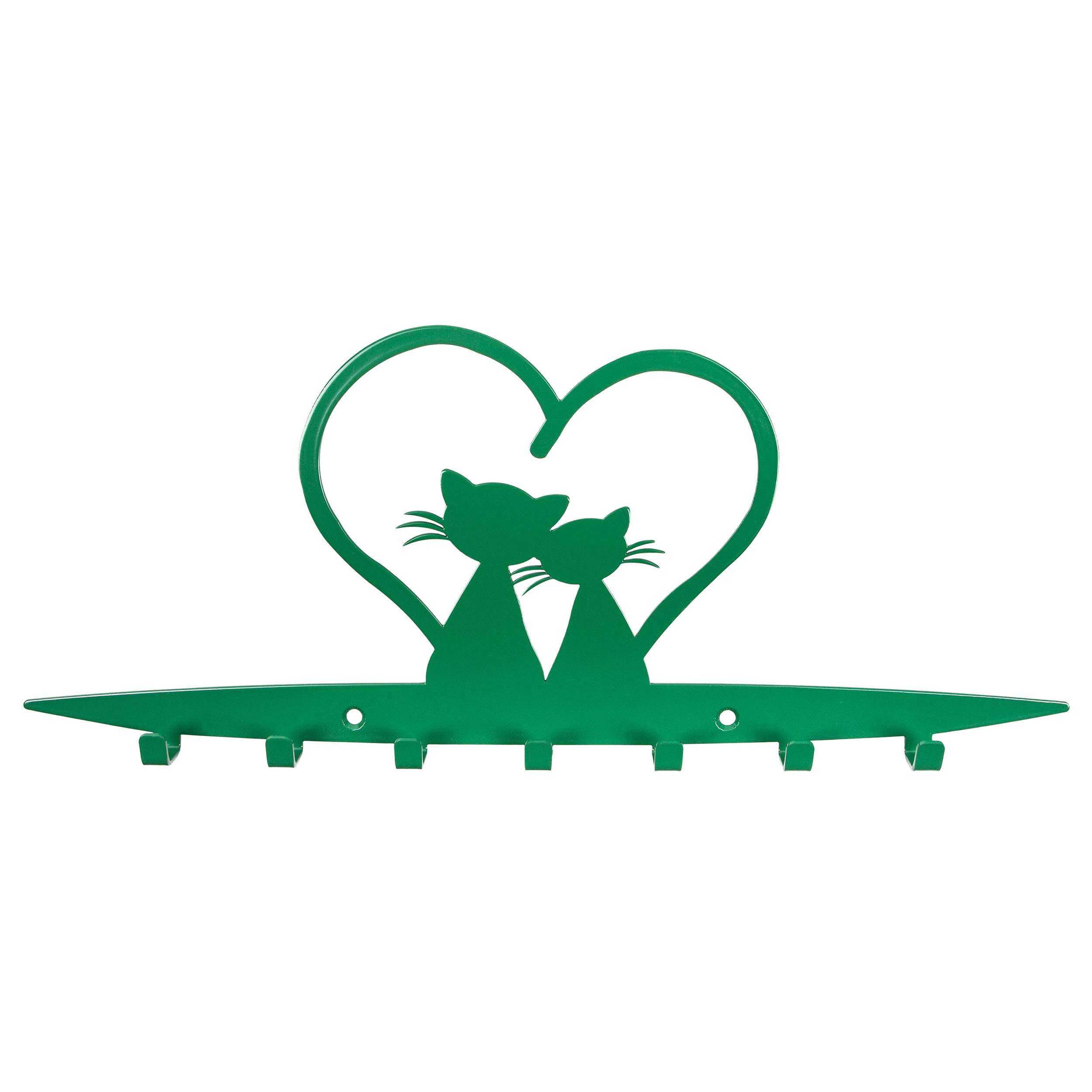 Galleksa Children's Wall-Mounted Coat Hooks Hanger Rack Cats in Love Green