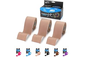 VITYELK (3 Pack) Kinesiology Tape, N.C.D Waterproof Muscle Tape for Athletes Shoulder Back Muscles Joints Sports Tape Athletic Elastic Fitness Patch 2 Inch×16.4 Ft(Nude)