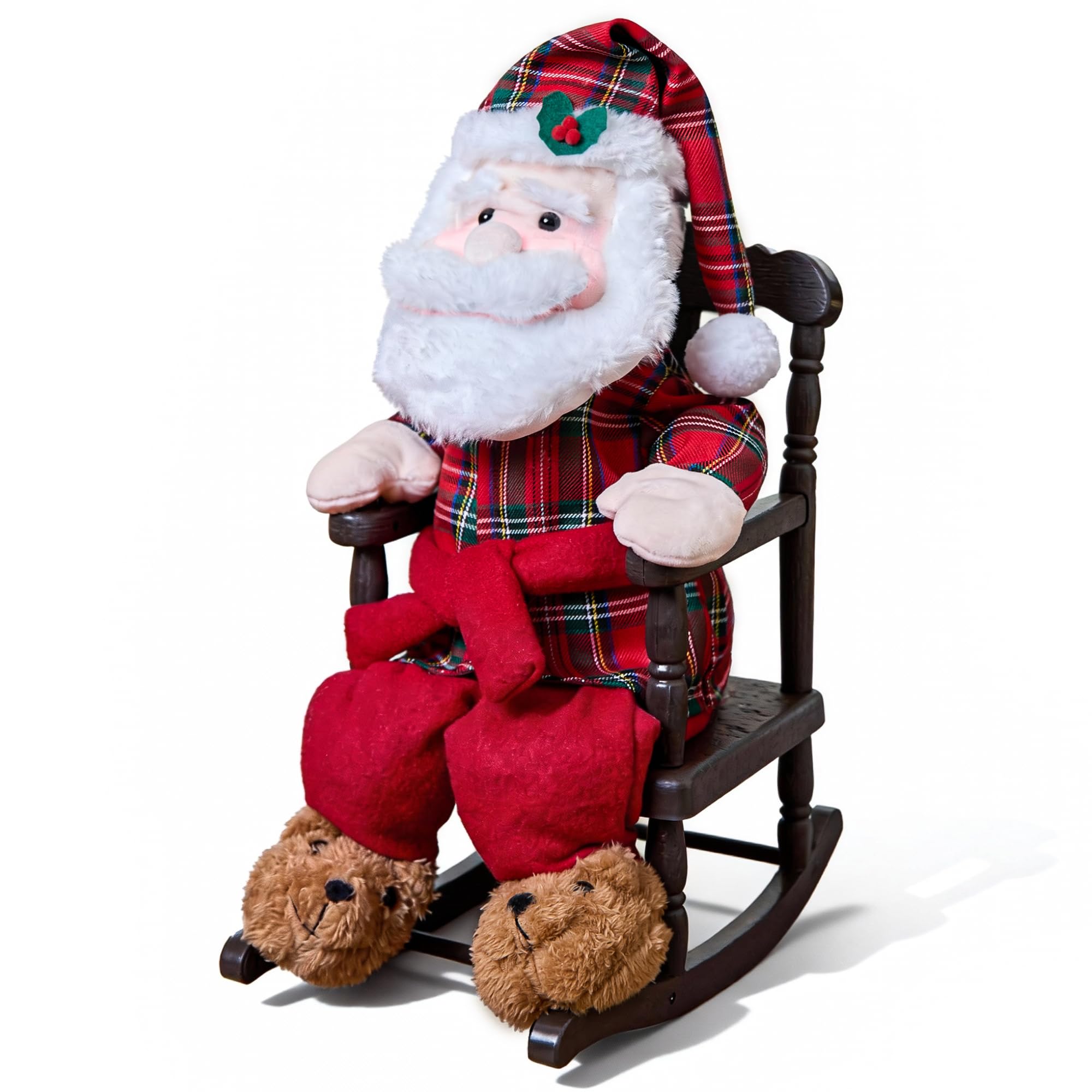 Photo 1 of **NO SOUND***Christmas Animated Decoration Rocking Chair Santa Claus Plush, 18inch Talking Santa Decor, Animatronic Collectible Figurines with Sing, Mouth Move, Illuminated Face, Sitting Xmas Gift for Indoor, Home