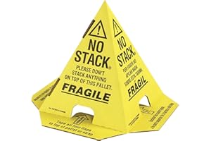 PRIMEPACK SUPPLIES Primepack No Stack Pallet Cones | Safe Shipping and Handling Alerts | Yellow/Black | English, Spanish, French | 100 Pack