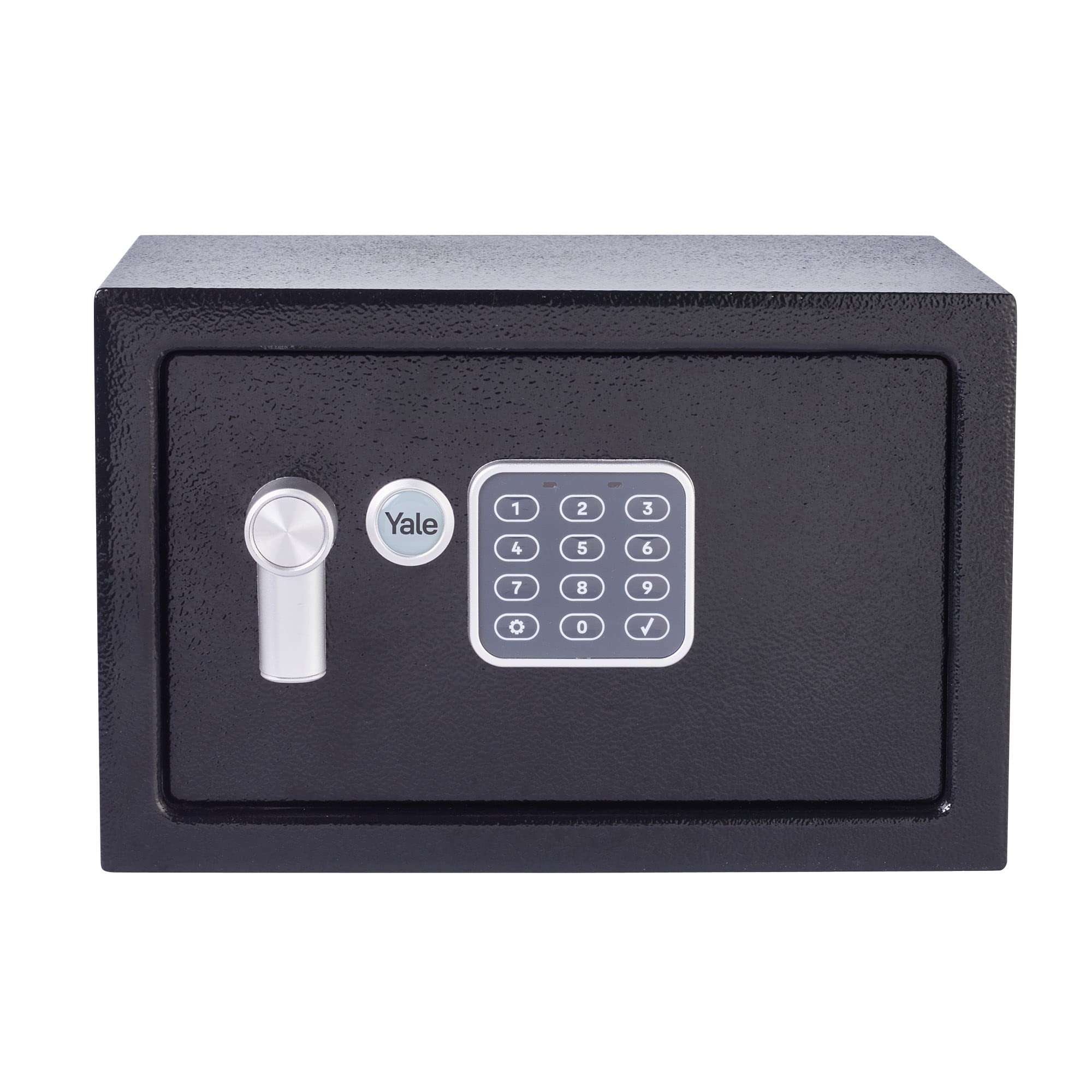 Yale YSV/200/DB1 Small Value Safe, Digital Keypad, LED Light Indicators, 15mm Steel Locking Bolts, Emergency Override Key, Wall And Floor Fixings, Black Finish, 8 Litre Capacity 20 x 32 x 20 cm