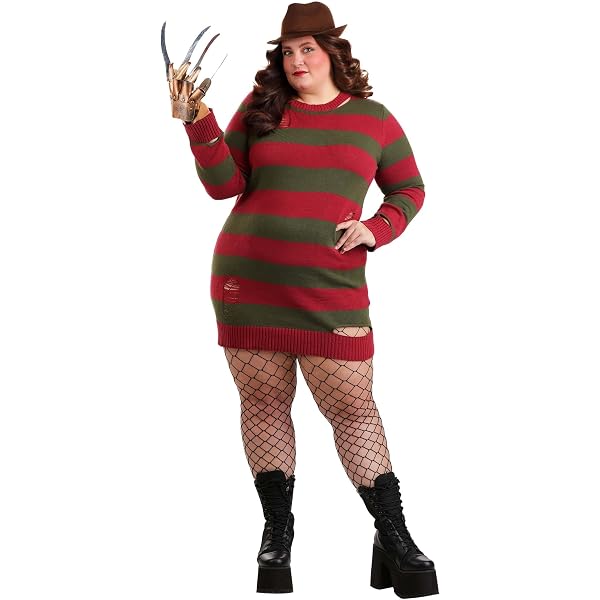 Amazon.com: Madore Red and Green Striped Sweater Cropped Women - Plus  Nightmare Knit Crop Top Halloween Costume Cosplay, S : Clothing, Shoes &  Jewelry