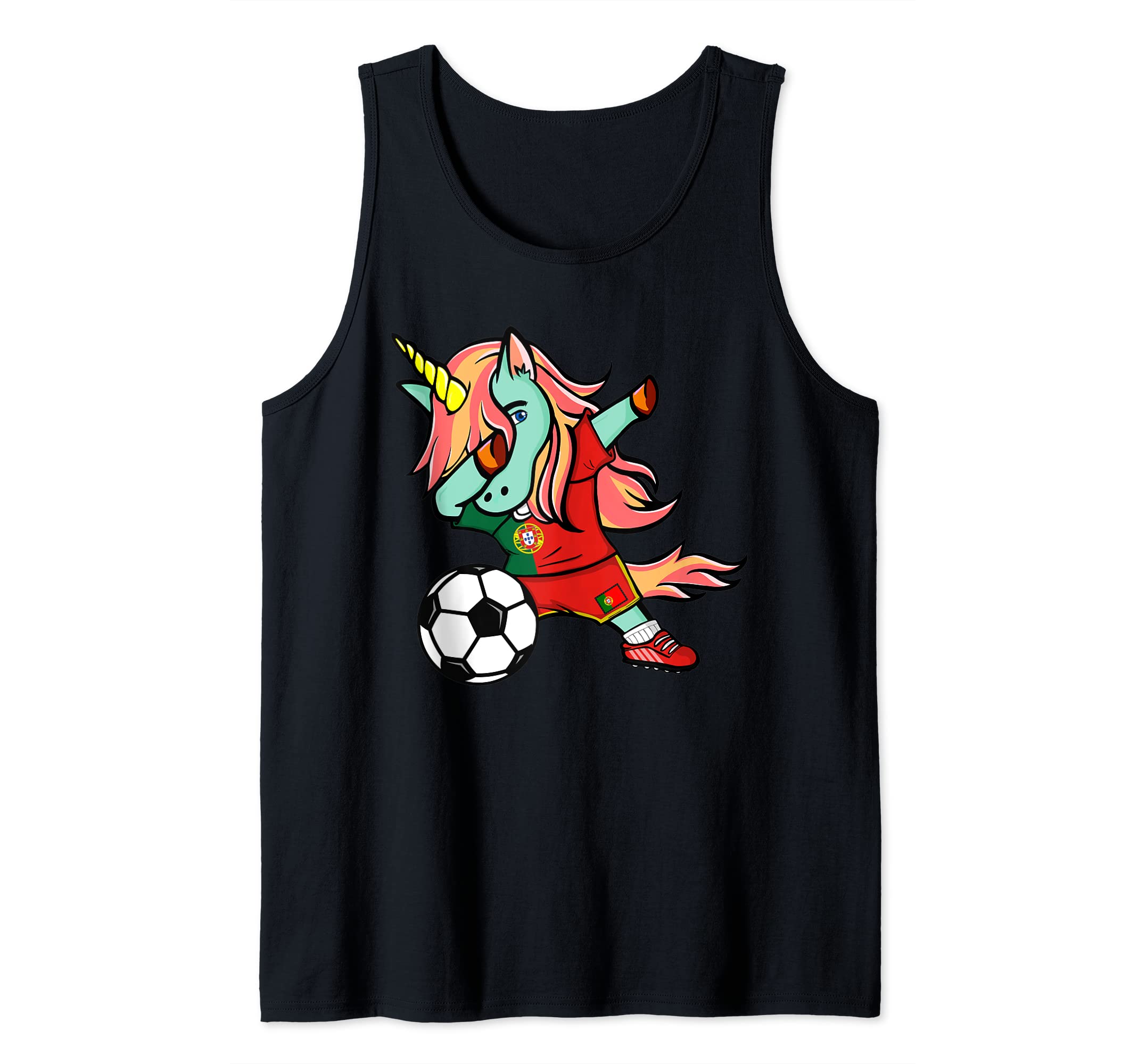 Dabbing Unicorn Portugal Football Fan Portuguese Flag Soccer Tank Top
