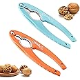 2PCS NutCracker, OHOLA Stainless Steel Nut Crackers for All Nuts, Nutcracker Tool for Walnet, Pencan, Chestnut, Crab, Lobster and More, Ergonomic Handle (Stylish Pattern, Orang + Blue)