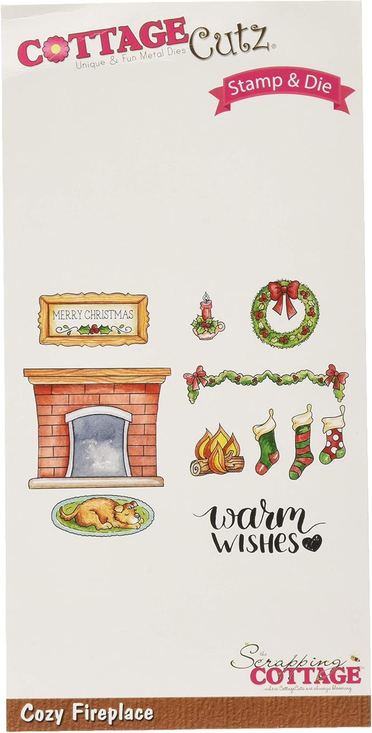 Amazon Com Cottagecutz Cozy Fireplace Stamp Die Set