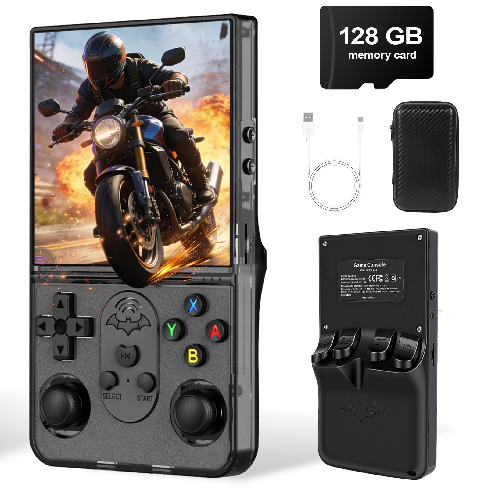 Photo 1 of S600 Retro Handheld Game Console - 4.0 Inch IPS Display, 128GB Memory, Over 18,000 Classic Games, 3500mAh Battery, Perfect for Retro Gaming Addicts and Portable Fun, Black