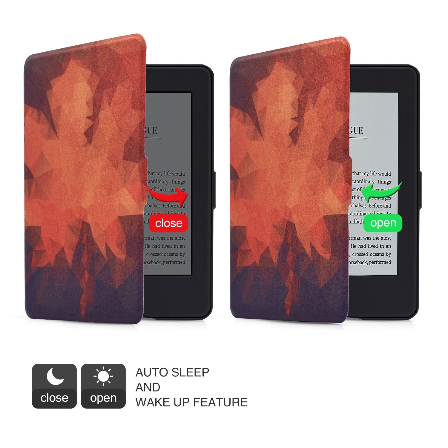 Dopup Kindle Paperwhite Case Light and Thin Smart Protective Cover for Amazon Kindle Paperwhite E-reader (Fits all 2012, 2013, and 2015 Versions), with Auto Wake/Sleep Function(Geometry Maple)