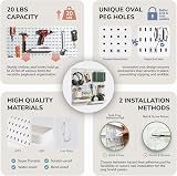 Keepo Pegboard Modular Hanging Wall Organizer Kit White 22"x22" Crafts Storage view 4