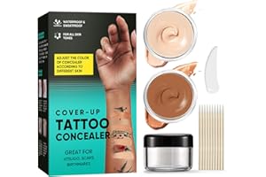 ITECFREELY Tattoo Cover Up Makeup, 2 Colors Waterproof & Sweatproof Tattoo Cover Up Makeup, Long Lasting and Invisible Body Makeup Suitable for Vitiligo, Dark Spots, Scars-Natural
