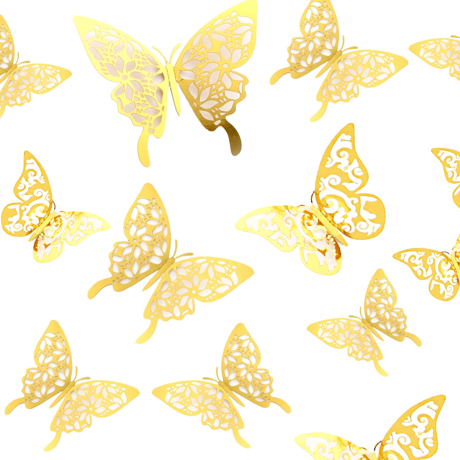Tianorcan 3D Butterfly Wall Stickers 24 PCS 2 Styles 3 Sizes DIY Butterfly Decorations Removable Wall Stickers for Home Room Decor (Gold) โ image 1