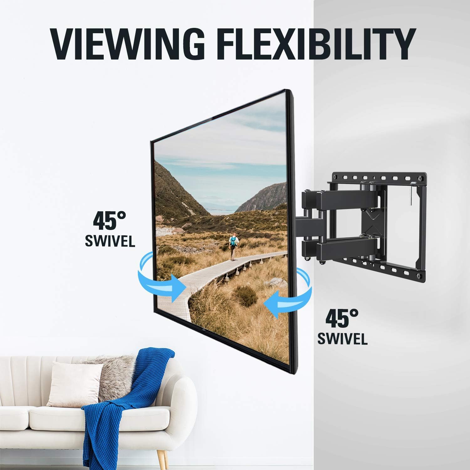 Mounting Dream UL Listed TV Mount TV Wall Mount with Swivel and Tilt for Most 32-55 Inch TV, Full Motion TV Mount with Articulating Dual Arms, Max VESA 400x400mm, 99 lbs. Loading, 16 inch Studs MD2380: Electronics