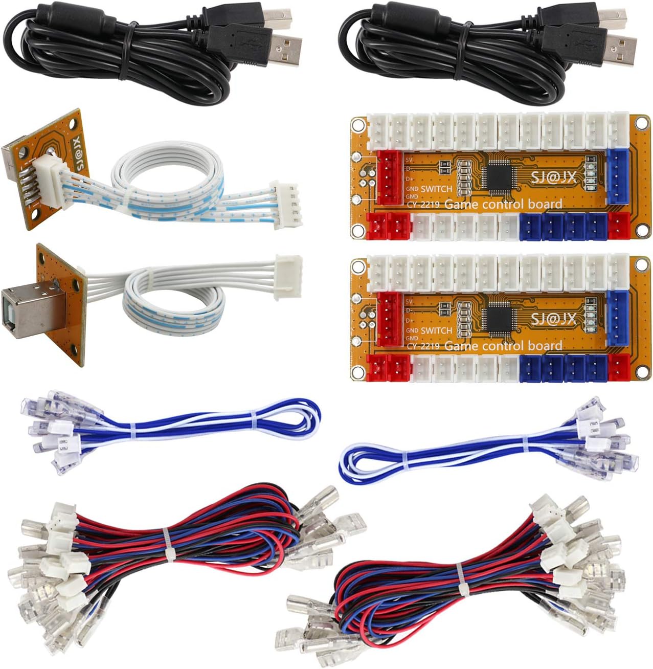 SJ@JX Arcade Game USB Encoder Zero Delay 2 Player Gamepad LED Button Joystick Controller for Nintendo Switch PC PS3 Retropie Raspberry Pi MAME