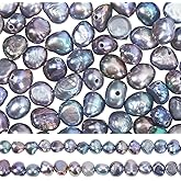 SUNNYCLUE 1 Box About 120Pcs Baroque Black Pearl Natural Cultured Freshwater Pearls Nugget Shape Genuine Keshi Pearl Beads for Jewelry Making Bead Supplies DIY Crafts Bracelets Necklaces Earrings