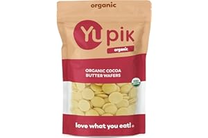 Yupik Organic Cocoa Butter Wafers, 2.2 lb (35.2 oz), Vegan, Gluten-Free, GMO-Free, Dairy-Free, Kosher, Pure Cocoa Butter, No Additives, Melts Smoothly, Ideal for Baking, Snacking, Molding & Topping