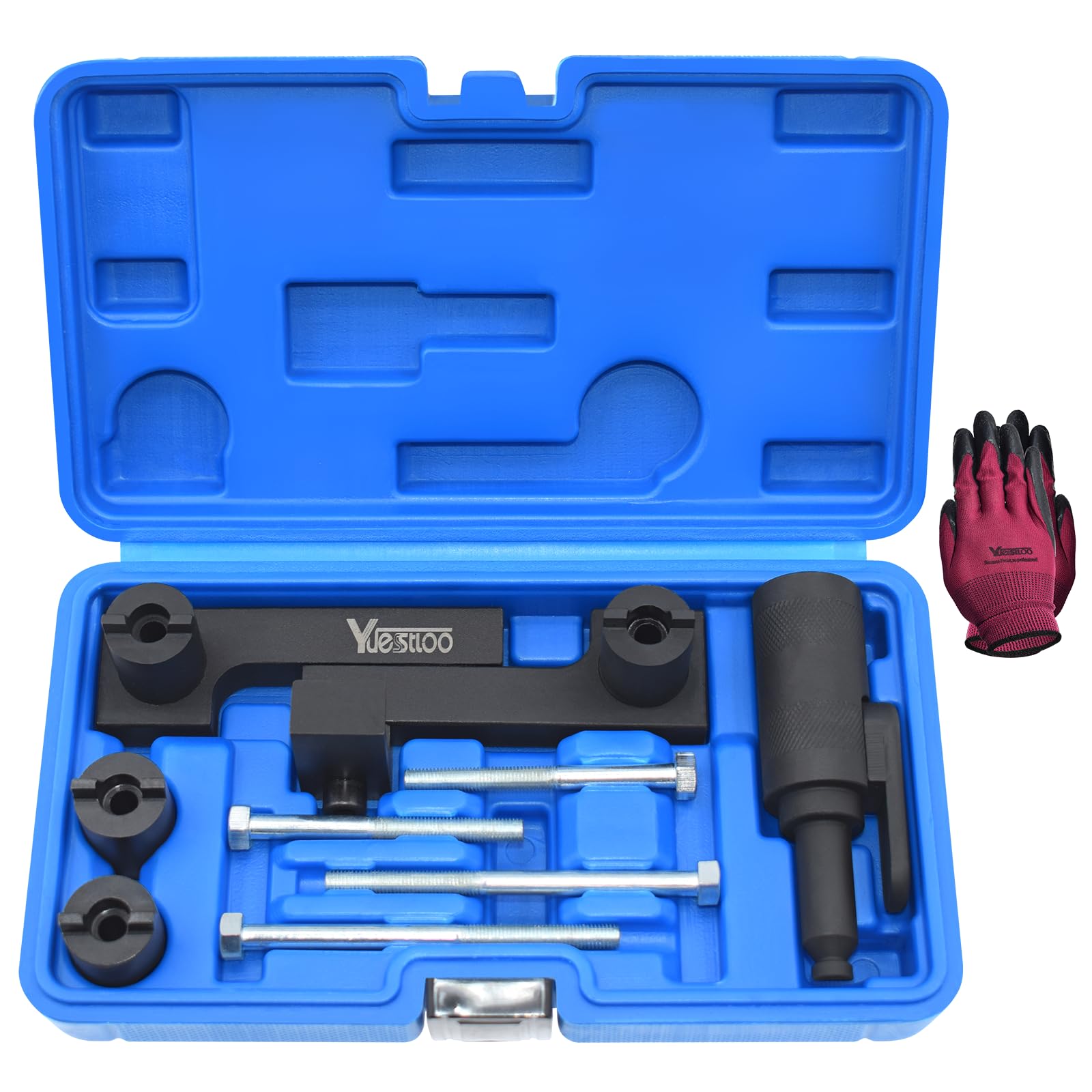 Photo 1 of Yuesstloo Camshaft & Crankshaft Timing Locking Tool Kit, Compatible with Volvo S40 S60 XC90 V70 S80 2.0 2.3 2.4 2.5 2.8 2.9T, 4 5 6 Cylinder Engine, Replace 9995452 9995451, with Case & Gloves