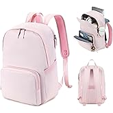 BTOOP Backpack for School Girls Teens Lightweight College Bookbag Casual Work Travel Laptop Backpack for Women Water Resistant Pink Backpacks(Pink)