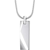 MOO&LEE Men's Tungsten Bar Pendant Necklace with 22 Inches Stainless Steel Snake Chain