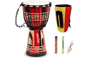MOSEN MUSIC Djembe Drum, MOSEN Africa Drum Hand-Carved 8'' x 20'' Mahogany Goat skin DrumAhead for Adults Beginners(8 inch)