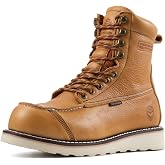 SUREWAY Moc Toe Heavy Duty Waterproof Work Boots Composite/Soft Toe | Full-grain leather with Goodyearwelt,full Waterfroof,EH protection,oil and slip-resistant wedge sole