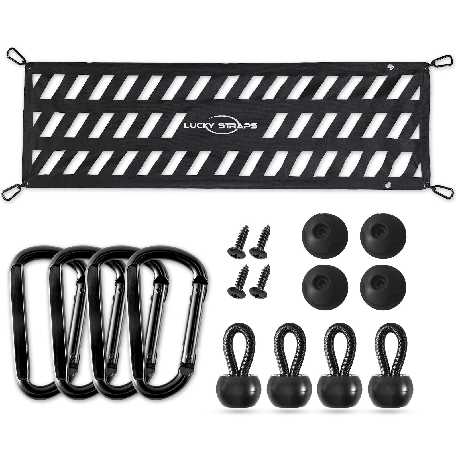 Photo 1 of Lucky Straps Tailgate Net for Pickup Truck Bed, 60'' x 18'' Heavy Duty Cargo Netting for Full Size Truck, Easy-to-use Mesh for Chevrolet, Ford, Toyota, GMC, Jeep (Black)