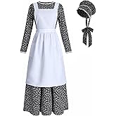 NSPSTT Prairie Dress Women Pioneer Dress Colonial Costume Women Amish Old Fashioned Floral Dresses