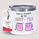 Gossby Bestie Gift for Women - 14oz BEST-TEA Insulated Tumbler Mug - Friend Tumbler Mug for Woman - Christmas, Birthday, Friendship Gift for Best Friend - Bestie Cup with Lid, Straw