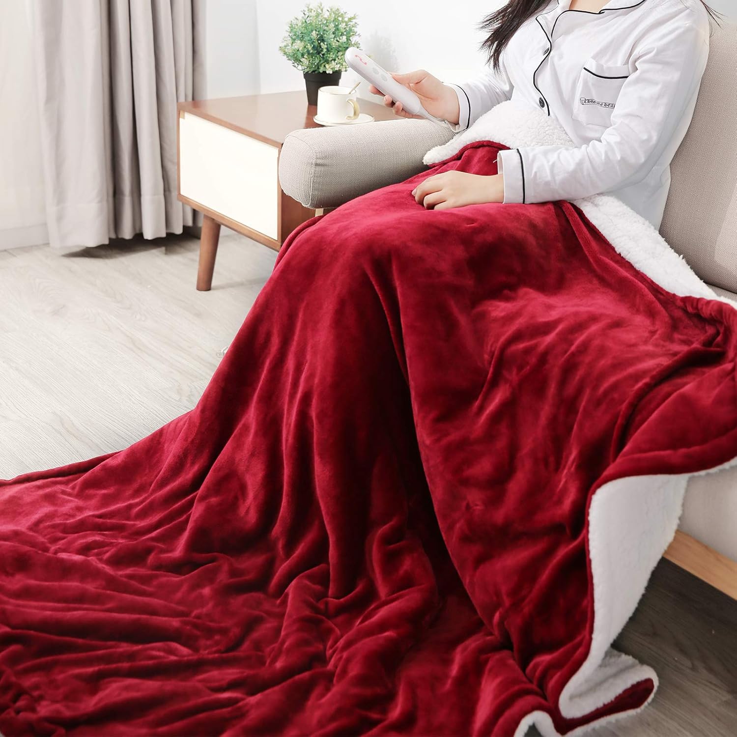 MaxKare Electric Blanket Heated Throw Flannel & Shu Velveteen Fast Heating Blanket 50" x 60", ETL Certification with 6 Heating Levels & 5 Auto-Off Timing Settings, Home Office Use & Machine Washable: Kitchen & Dining