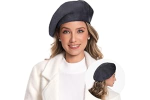 Nawati Cashmere Knitted Women Beret, French Style Double Layer Winter Autumn Warm and Soft Beanie Hat Cap