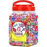Eppingwin 1200pcs Pony Beads for Bracelets, Glitter Colors Kandi Beads for Hair Braids, Easy Storage Pony Bead for Jewelry Making
