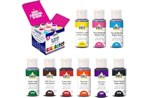 ENCO 9 Basic Food Coloring Gel Set 1.41 oz each (40 g) Concentrated, Vegan, Includes Color Mixing Guide