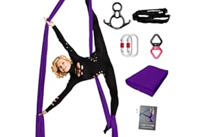 PRIOR FITNESS Aerial Silks Set, Professional Thicker Low Stretch Fabric 9/15/20 Yards Aerial Silk Swing Set with Hardware Guide, Yoga Starter Kit For Home, Aerial Yoga Hammock, Silks for Gymnastics, Antigravity Yoga, Inversion Exercise-All Levels