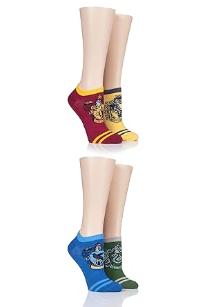 Film & TV SockShop Damen Harry Potter Hausabzeichen Baumwolle Sportsocken Packung mit 4