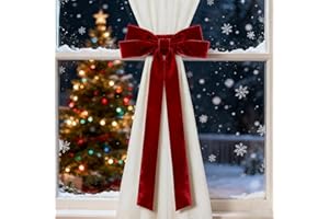 Christmas Red Bow Curtains Buckle, Velvet Bowknot Curtains Tieback, Burgundy Christmas Cur-Tain Tieback, for Wedding Birthday