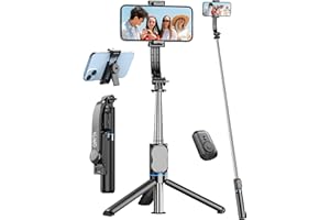 QIRITA Selfie Stick, 41'' Extendable Phone Tripod Stand with Phone Holder & Detachable Remote, 360° Rotation Selfie Stick Tripod for Cell Phone Compatible with iPhone, Android, Samsung