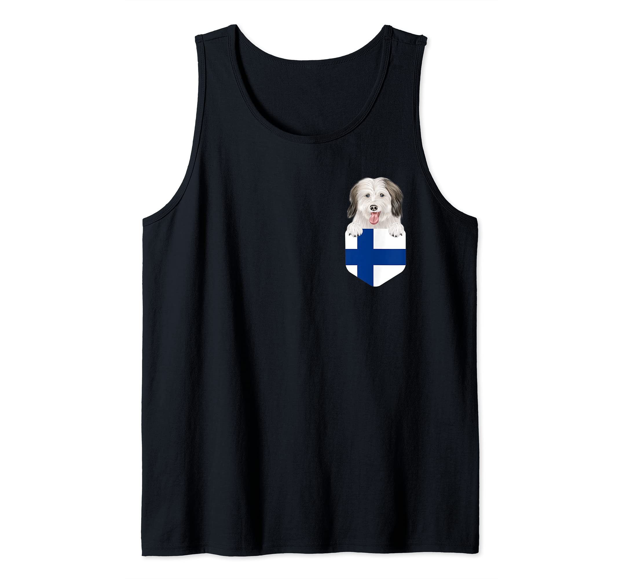Finland Flag Coton de Tulear Dog In Pocket Tank Top
