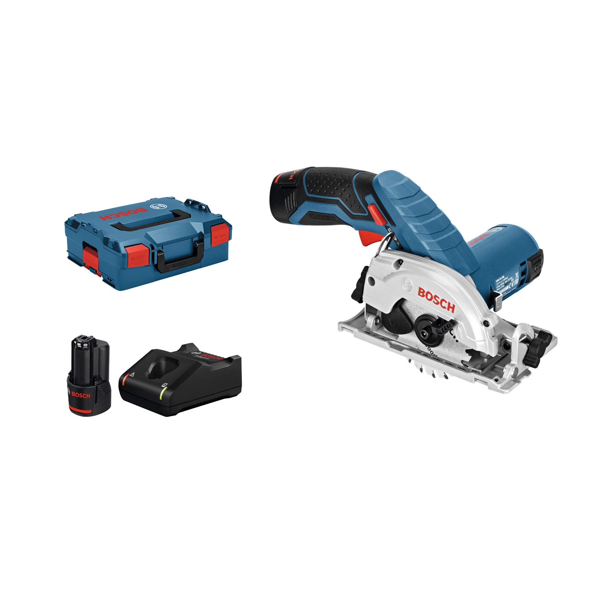 Bosch Professional12V System GKS 12V-26 Cordless Circular Saw (saw blade diameter: 85 mm, including 2 x 3.0 Ah batteries and charger, in L-BOXX 136)