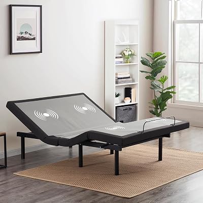 Nestl Adjustable Bed Frame, Zero Clearance Adjustable Massage Bed Frame, Adjustable Bed Base Head & Foot Massage, Wireless Remote Fast & Easy Assembly, USB Ports, LED Light, Cal King Size Bed Frame