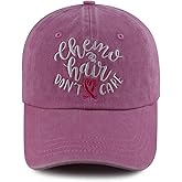 Tbstlumd Chemo Hair Don't Care Hat for Women, Funny Adjustable Embroidered Cotton Pink Ribbon Baseball Caps
