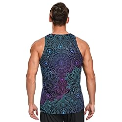 JHKKU Men's Tank Tops Boho Gradient Mandala