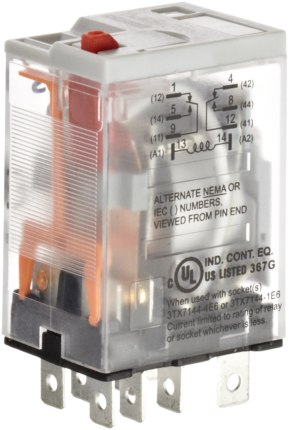 20A Contact Rating LED Push To Test Square Base Premium Plug In Relay