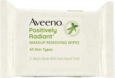 Aveeno Positively Radiant Makeup Removing Wipes 25 Count Gentle Cleansing